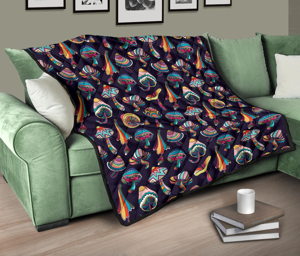 Colorful Mushroom Pattern Premium Quilt