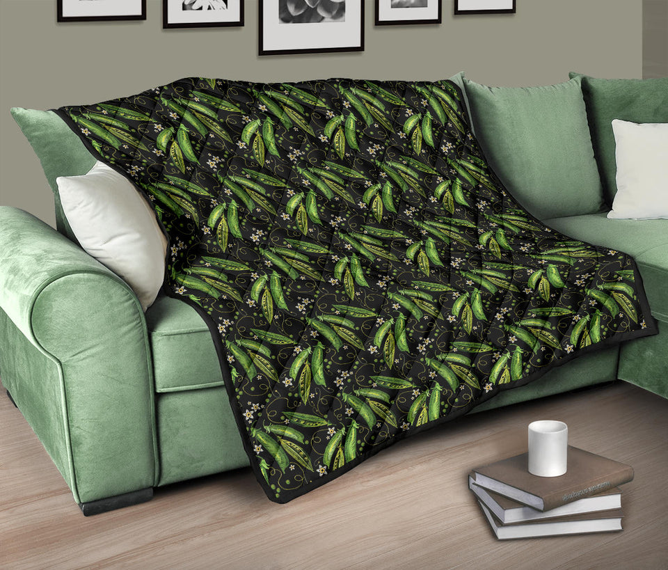 Green Peas Pattern Print Design 02 Premium Quilt