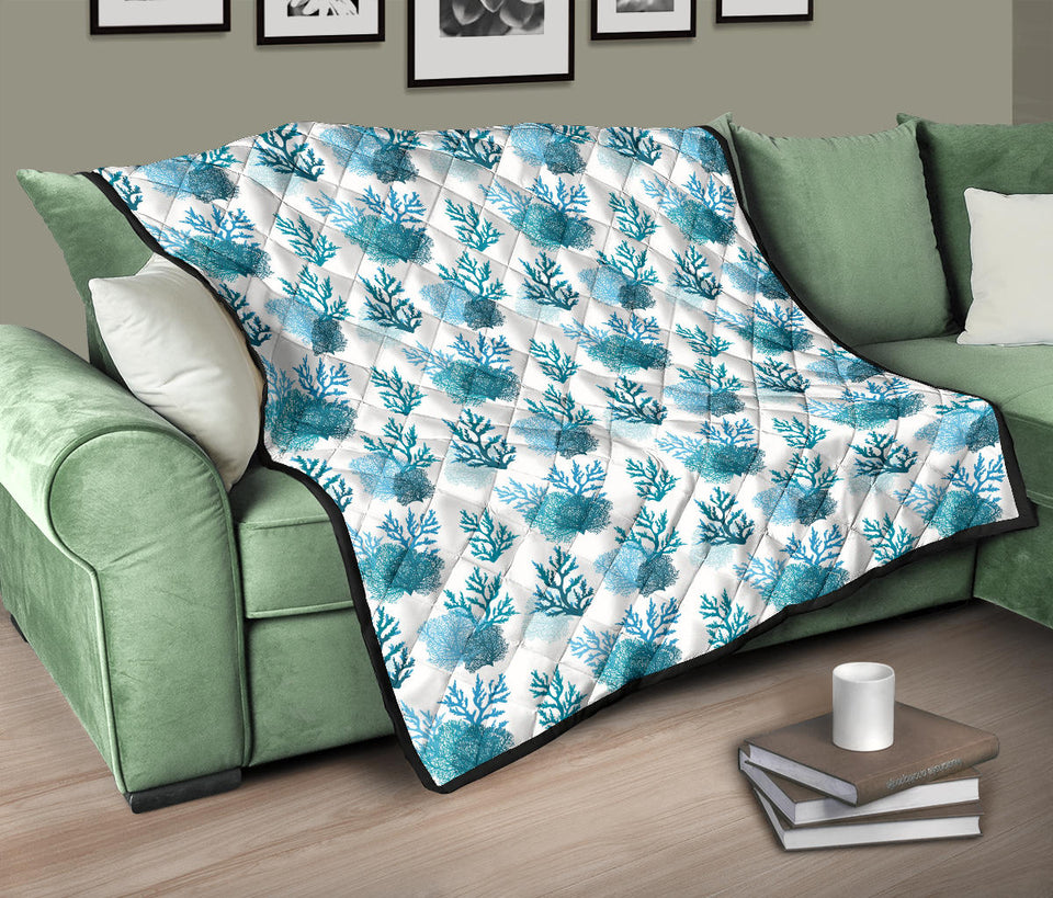 Coral Reef Pattern Print Design 04 Premium Quilt