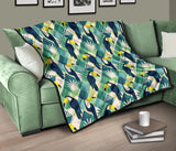Toucan Tropical Leaves Design Pattern  Premium Quilt