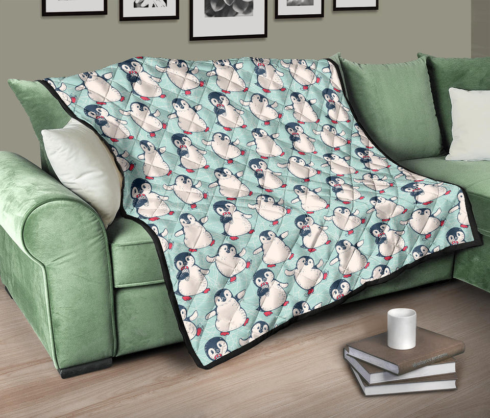Cute Penguin Pattern Premium Quilt