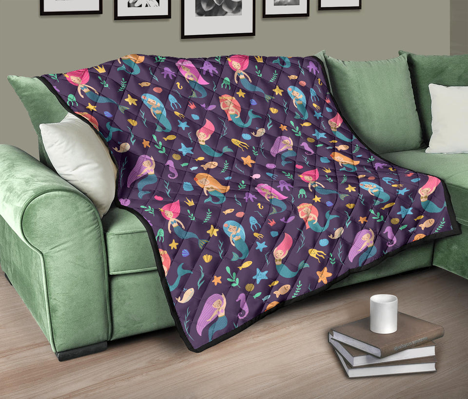 Beautiful Mermaid Fish Jellyfish Algae Other Marine World Premium Quilt