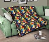 Colorful Parrot Flower Pattern Premium Quilt