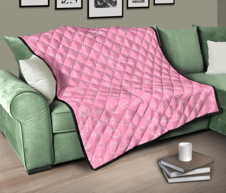 Sweet Candy Pink Background Premium Quilt