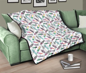 Surfboard Pattern Print Design 04 Premium Quilt