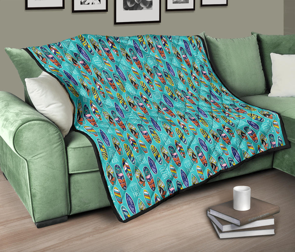 Surfboard Pattern Print Design 05 Premium Quilt