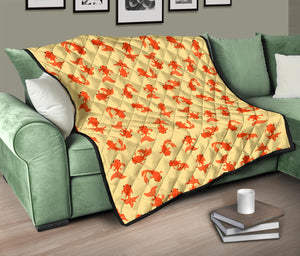 Goldfish Pattern Print Design 02 Premium Quilt