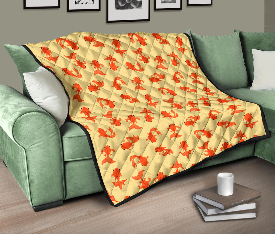 Goldfish Pattern Print Design 02 Premium Quilt