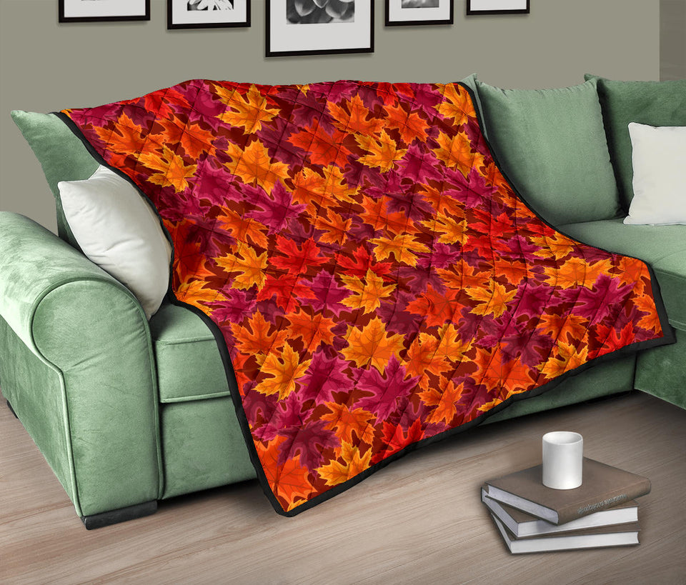 Autumn Maple Leaf Pattern Premium Quilt