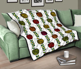 Colorful Apples Leave Zebra Stripe Premium Quilt