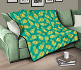 Pineapples Pattern Green Background Premium Quilt