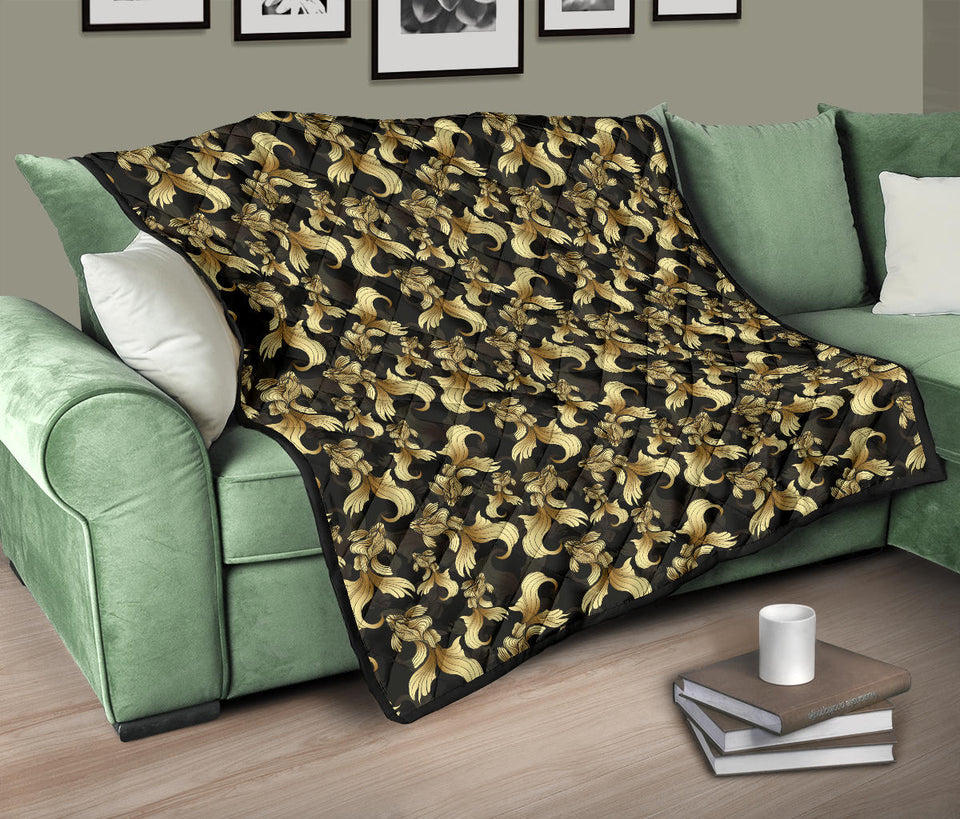 Goldfish Pattern Print Design 01 Premium Quilt