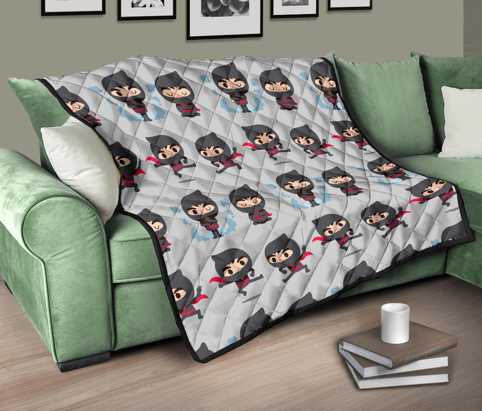 Cute Ninja Pattern Premium Quilt