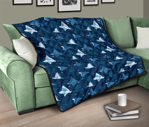 Stingray Pattern Print Design 04 Premium Quilt