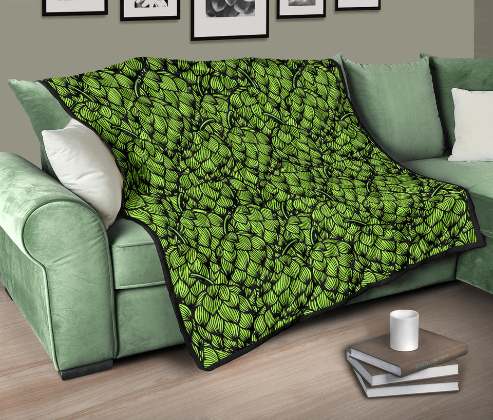 Green Hop Pattern Premium Quilt