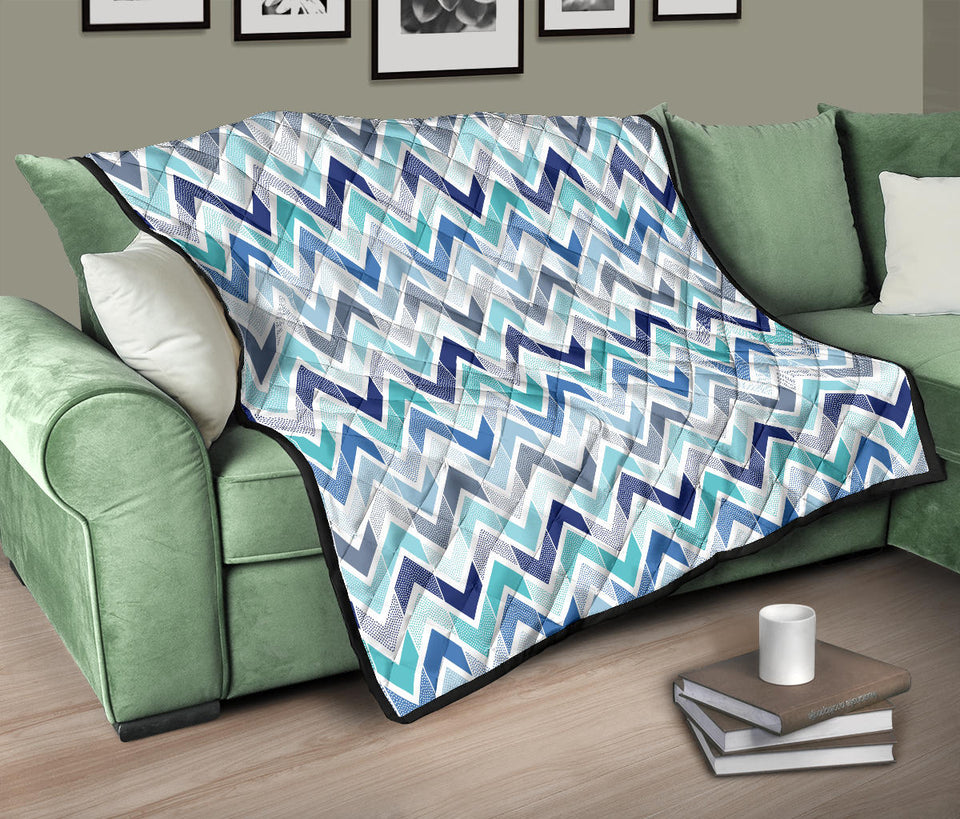 Zigzag  Chevron Blue Pattern Premium Quilt