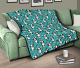 Hand Drawn Boston Terrier Dog Pattern Premium Quilt