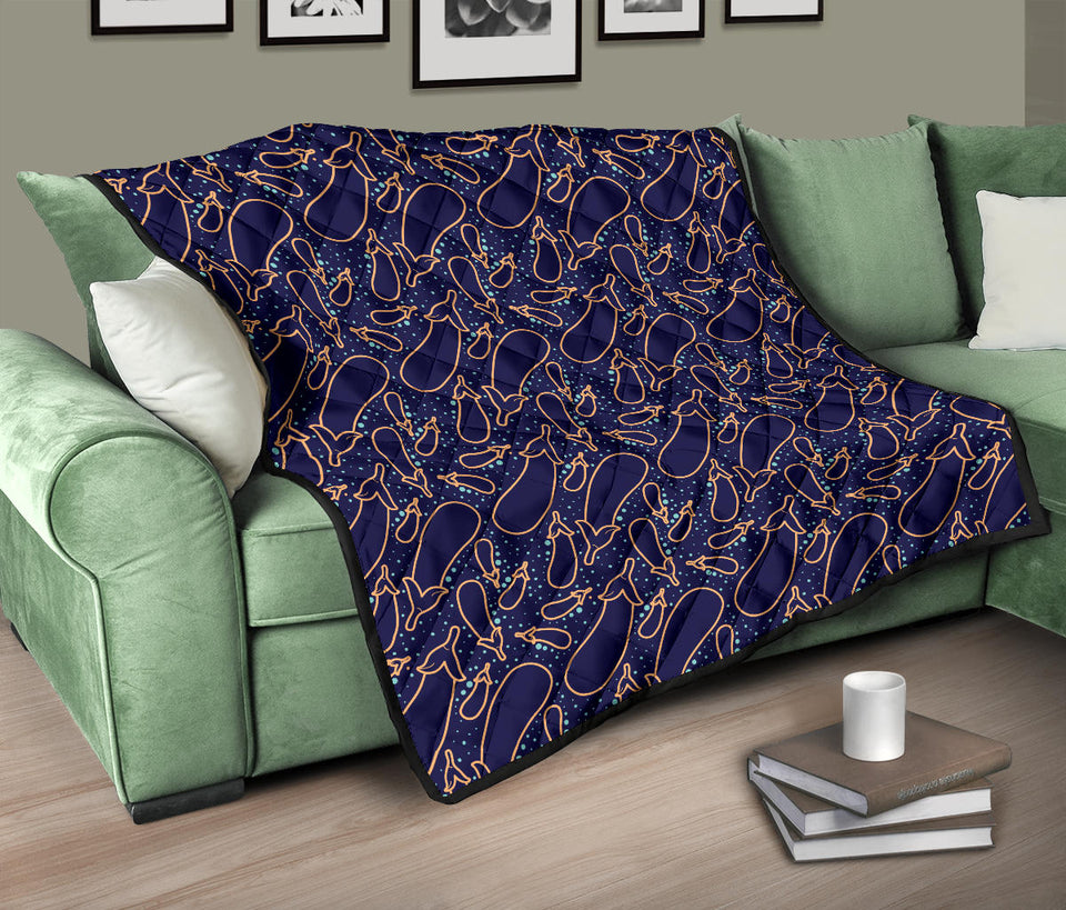 Eggplant Pattern Print Design 04 Premium Quilt