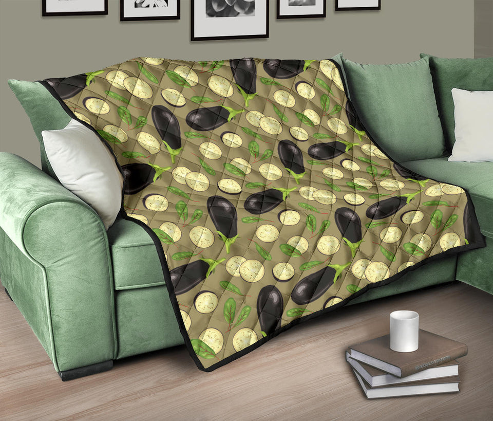 Eggplant Pattern Print Design 02 Premium Quilt