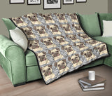 Happy Pug Pattern Premium Quilt