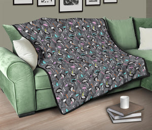 Ostrich Pattern Print Design 01 Premium Quilt