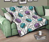 Bowling Ball And Pin Gray Background Premium Quilt