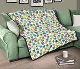 Chemistry Periodic Table Pattern Print Design 05 Premium Quilt