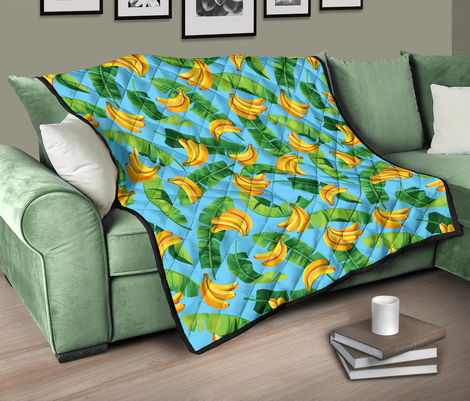 Banana Leaves Banana Design Pattern Premium Quilt