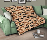 Dachshund Floral Background Premium Quilt