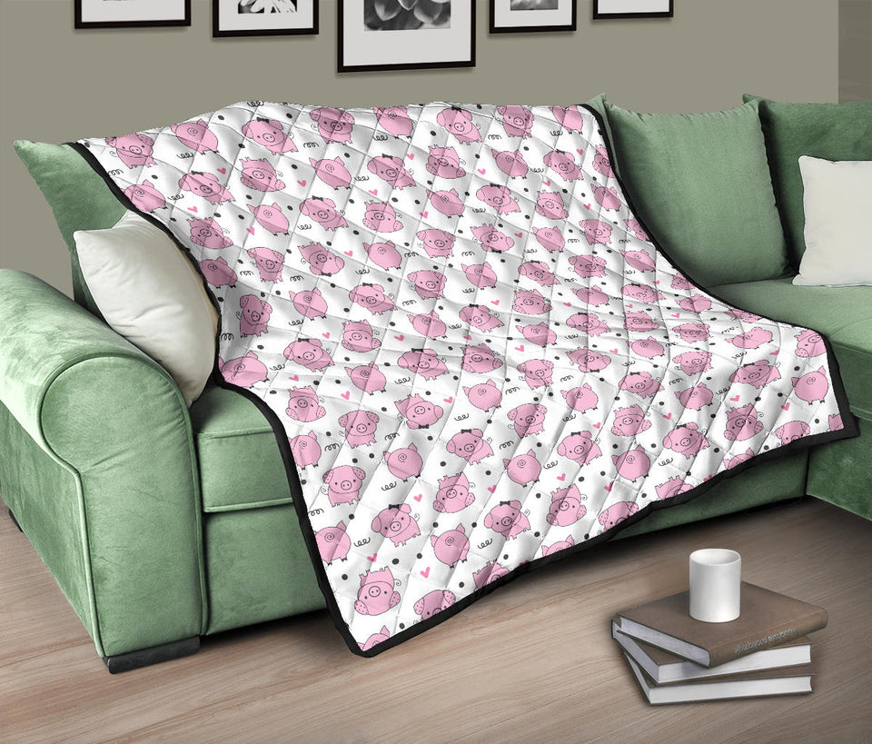Pig Pattern Print Design 03 Premium Quilt