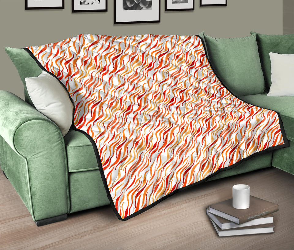 Fire Flame Watercolor Pattern Premium Quilt