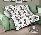 Boston Terrier Dog Hearts Vector Pattern Premium Quilt