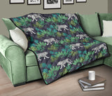 White Bengal Tigers Tropical Plant Premium Quilt