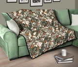 Monkey Tropical Leaves Background Premium Quilt