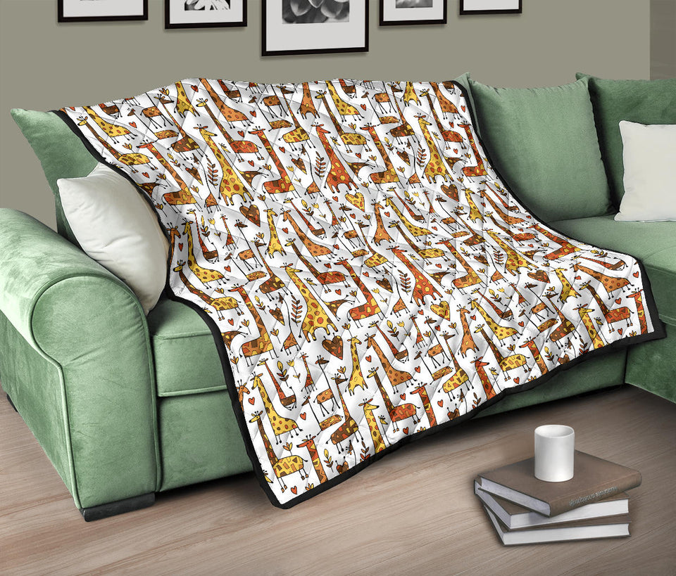 Giraffe Pattern Print Design 04 Premium Quilt