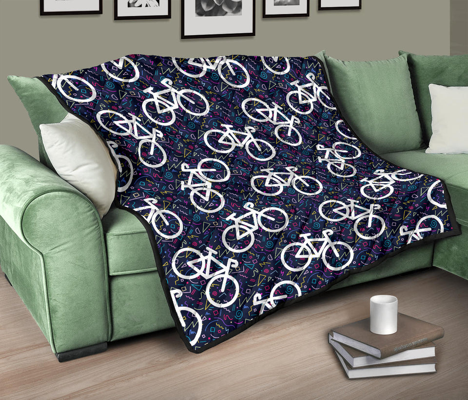 Bicycle Pattern Print Design 03 Premium Quilt