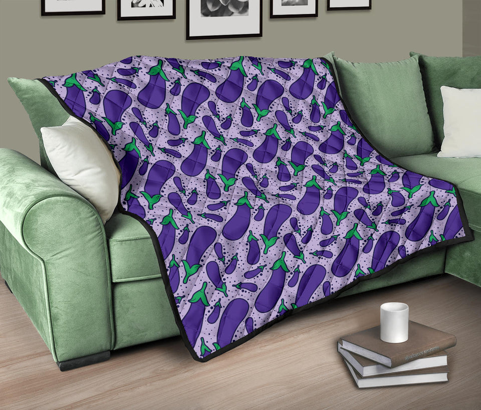 Eggplant Pattern Print Design 03 Premium Quilt