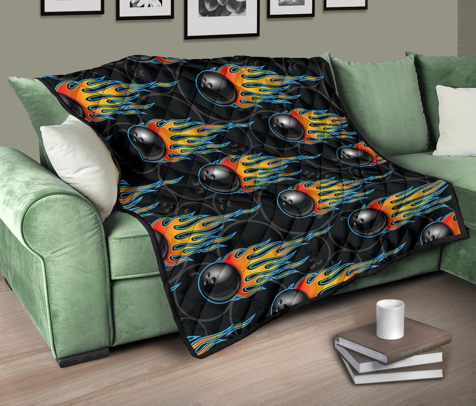 Bowling Balls Flame Pattern Premium Quilt
