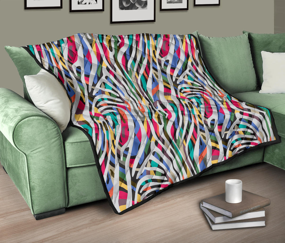 Colorful Zebra Skin Pattern Premium Quilt