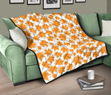Orange Maple Leaf Pattern Premium Quilt