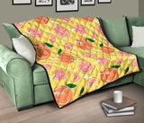 Grapefruit Yellow Background Premium Quilt