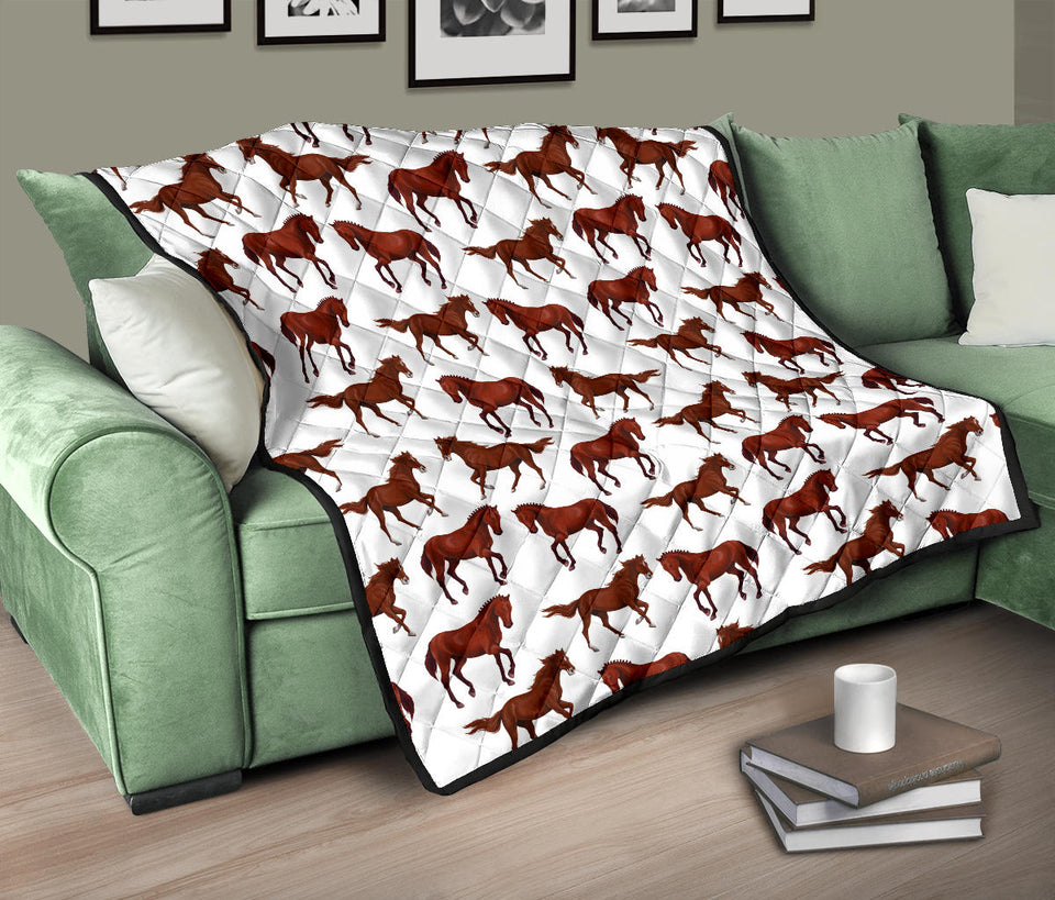 Horses Running Pattern Background Premium Quilt