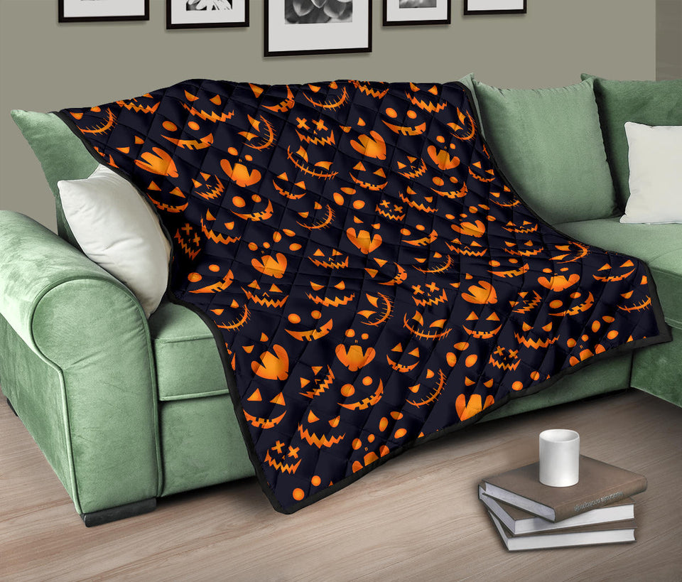 Halloween Pattern Pumpkin Background Premium Quilt