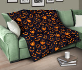 Halloween Pattern Pumpkin Background Premium Quilt