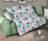 Toucan Tropical Flower Leave Pattern Premium Quilt.Jpg