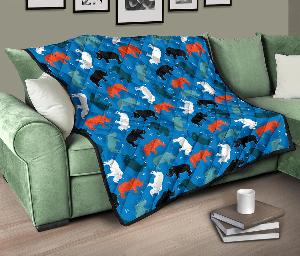 Colorful Rhino Pattern Premium Quilt