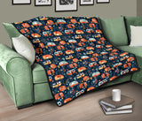 Camper Van Pattern Print Design 05 Premium Quilt