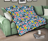 Colorful Mushroom Design Pattern Premium Quilt