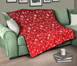 Snowflake Pattern Red Background Premium Quilt