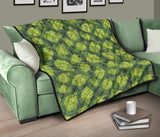 Hop Pattern Hop Cone Background Premium Quilt